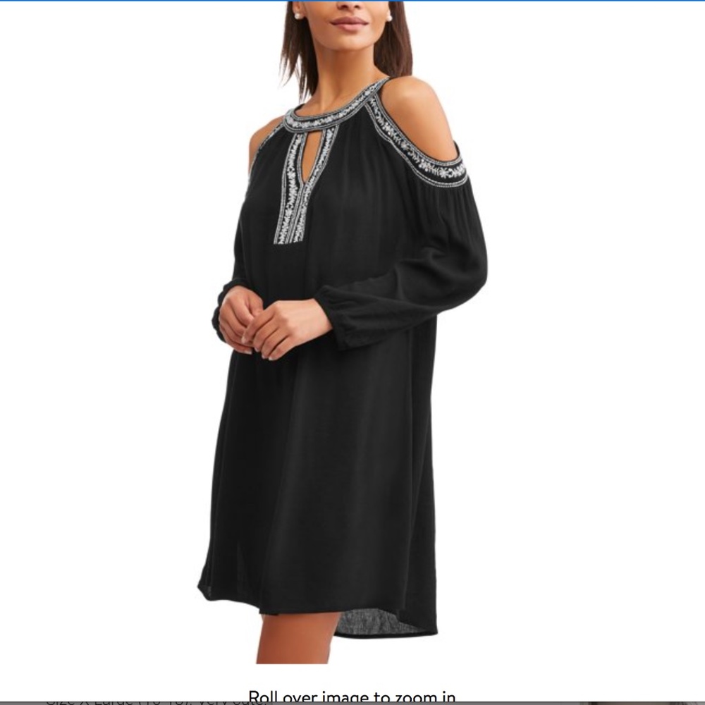 3 for $12 Time and Tru Embroidered Trim Cold Shoulder Midi Dress in Plum SzS 4/6 - Picture 4 of 8